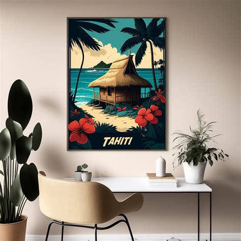 Tahiti Travel Poster Tahiti Wall Art As Summer Poster Tahiti Digital