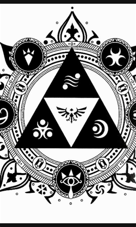 Triforce with Hylian Crest and Goddess Symbols