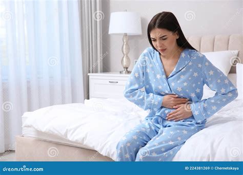 Young Woman Suffering From Stomach Ache Stock Image Image Of