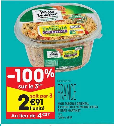 Promo Mon Taboulé Oriental à L huile D olive Vierge Extra Pierre