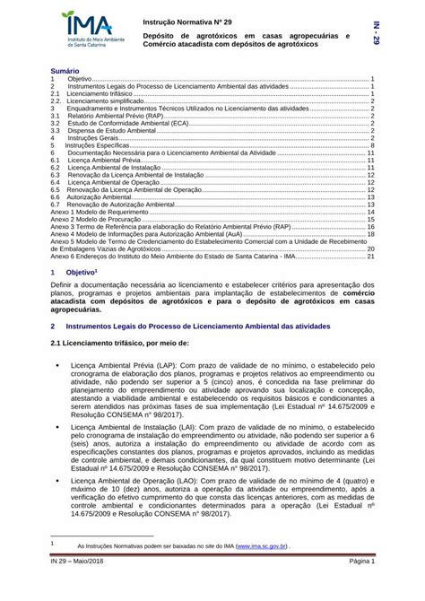 PDF Instrução Normativa Nº 29 Depósito de agrotóxicos em casas 29