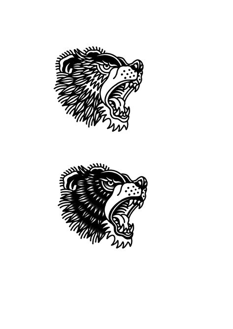 Traditional Black Ink Lion Tattoo Designs