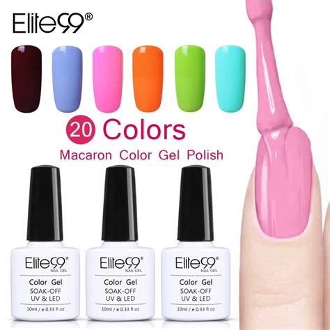 Elite99 10ml macaron cor uv gel verniz secagem rápida embeber fora unha