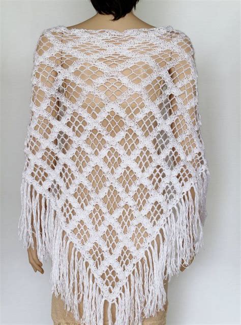 White Wedding Shawl Wraps Shawls White Shawl Lace Crochet Shawl Fringe Scarf Crochet Crochet