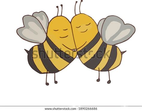 Two Cute Bees Hugging Tightly Stock Vector Royalty Free 1890266686