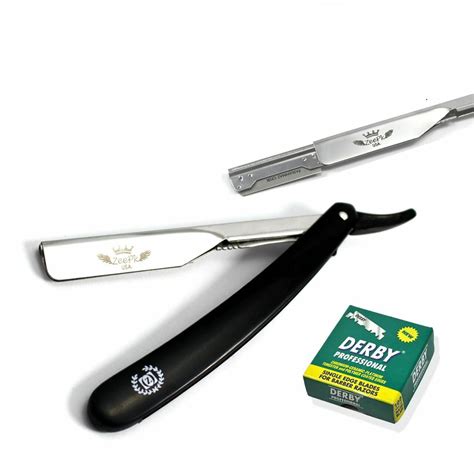 STAINLESS STEEL BARBER CUT THROAT SHAVETTE STRAIGHT RAZOR 100 DERBY