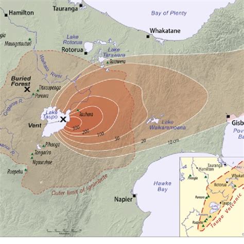 2 Artist's impression of the catastrophic final phase of the Taupo ...