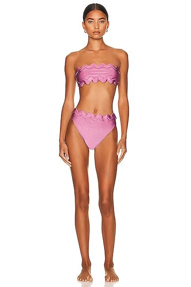 Adriana Degreas Moves High Leg Bandeau Bikini Set In Lilac Fwrd