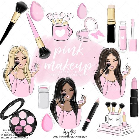 Makeup Clipart Set, Pink Makeup Clip Art Set, Planner Clipart, Fashion Clipart, Beauty Clipart ...