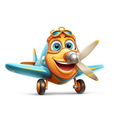 Premium Photo | Cartoon airplane with a smiling face and goggles on its ...