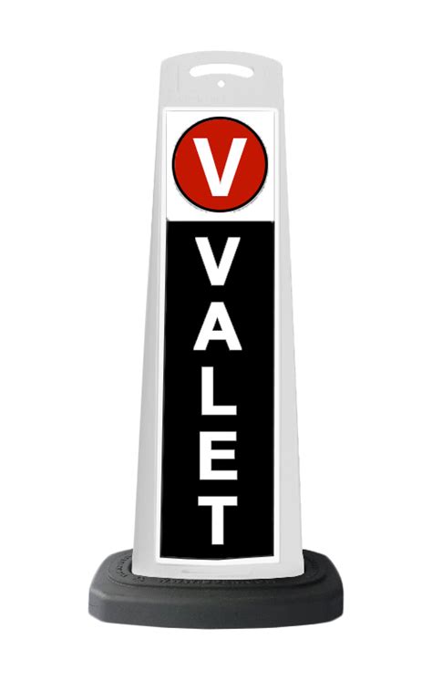 Valet White Vertical Panel With Black Background And Reflective Sign V