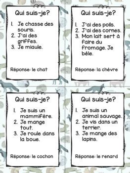 Jeu De Devinettes Qui Suis Je Les Animaux French Guessing Game