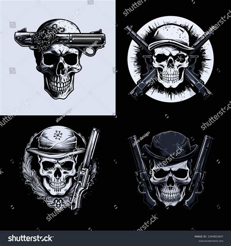 Handdrawn Anatomical Skulls Vector Setskull Illustration Stock Vector