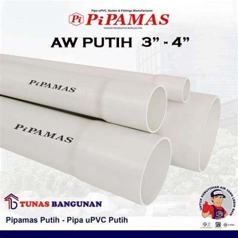 Promo Pipa Pvc 3 4 Inch Aw Putih Pipamas Perbatang 4 Meter Murah