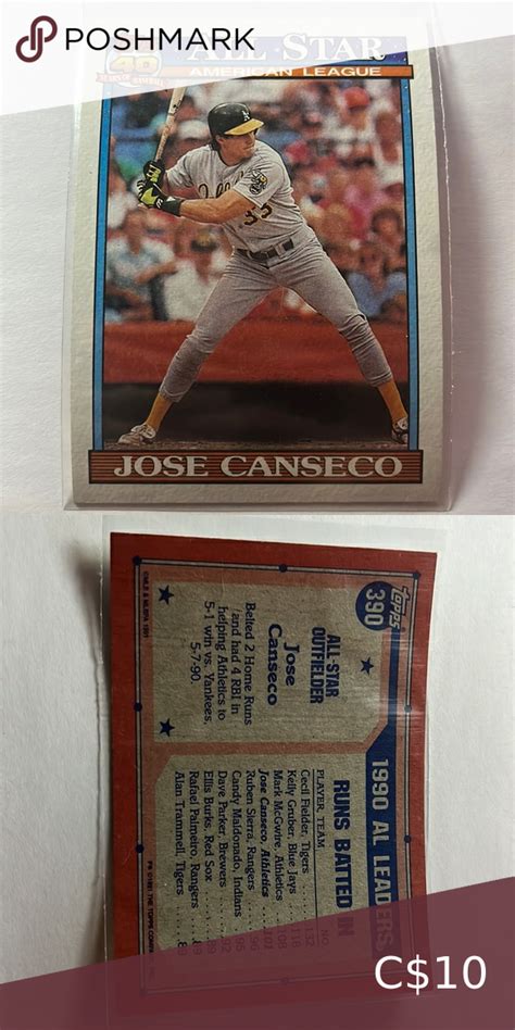 390 Jose Canseco All Star Card 1991 Topps Tiffany Mint Condition