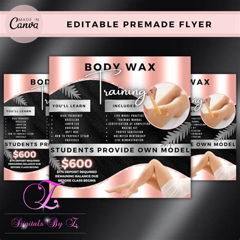 Buy DIY Body Waxing Training Flyer Body Waxing 1 On 1 Premade Online In