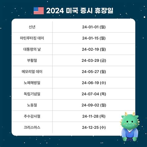 쿼터백자산운용 2024년 한국 미국 증시 휴장일 안내