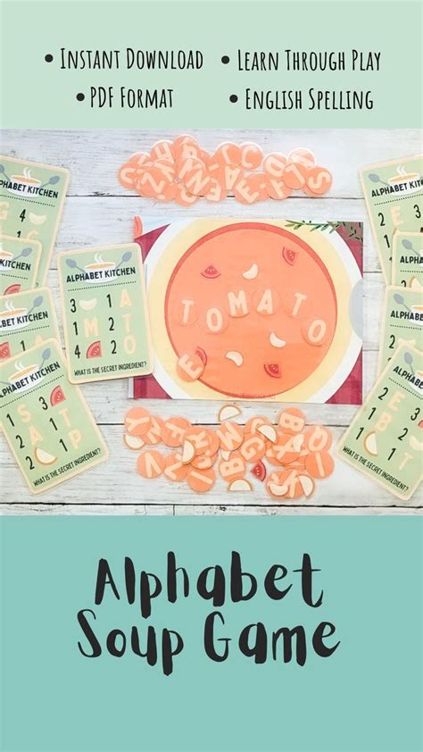 Alphabet Soup Game Activity Counting Spelling Food Cooking