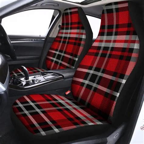 Red Plaid Scottish Royal Stewart Tartan Seat Cover Car Seat Covers Set