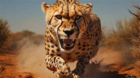 Close Up Portrait Of Cheetah Acinonyx Jubatus Stock Photo Image Of