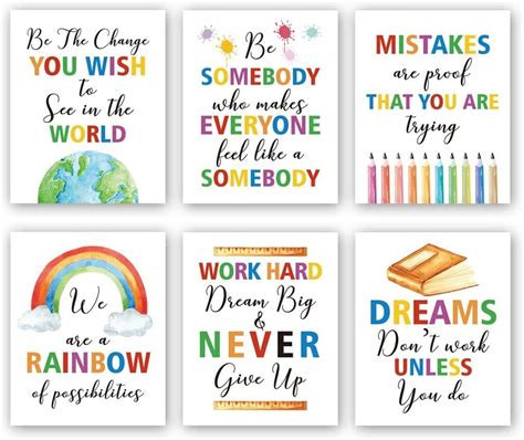 Inspirational Classroom Art Printscolorful Quotes Motivational Saying Canvas Art Poster