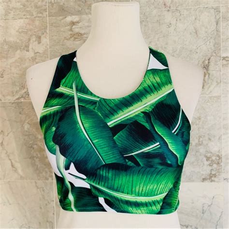 Swim Tropical Leaf Print High Neck Bikini Swim Set Poshmark