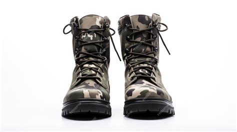 Premium Photo Camouflage Combat Boots Isolated On Flat White