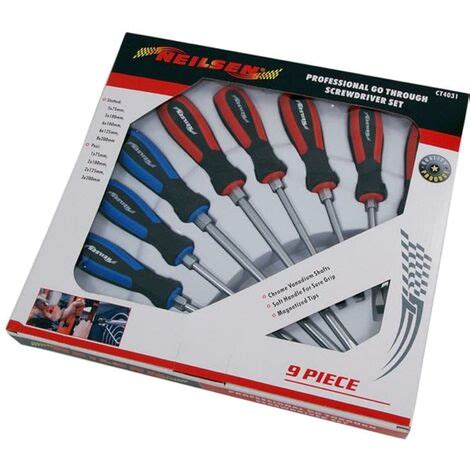 Neilsen Pc Professional Pozi Flat Slotted Magnetic Tip Screwdriver Set