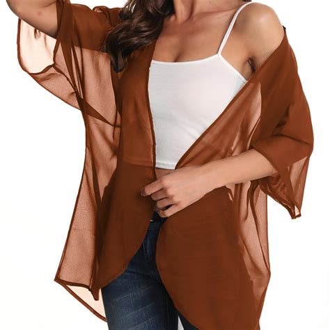 Jkzcp Womens Breathable Long Sleeve Beach Cover Up Casual Sheer Cardigan For Sun Protection