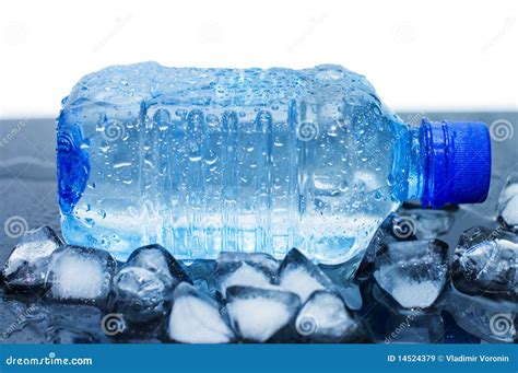 Cold Mineral Water Bottle With Ice Cubes Stock Image Image Of Cool