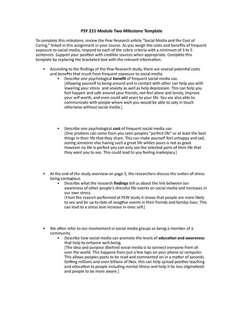 Psy Module Two Milestone Template As You Weigh The Costs And