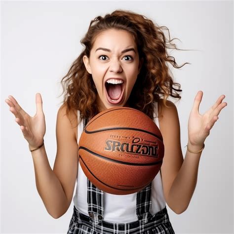 Premium Ai Image Photo Of Excited Sports Fan Girl Holding A Ball