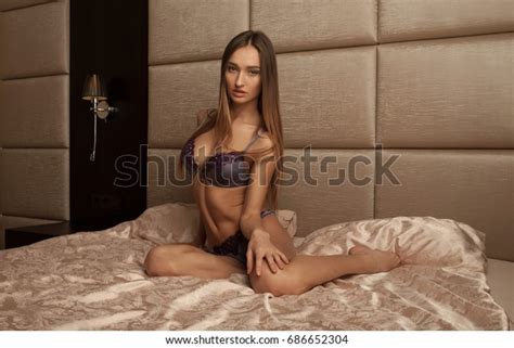 Sexy Beautiful Brunette Woman Lying Bed Stock Photo 686652304 Shutterstock