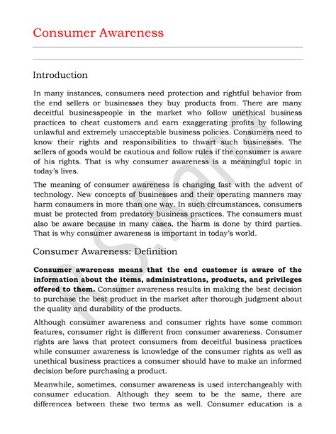 Consumer Awareness Consumer Awareness Introduction In Many Instances