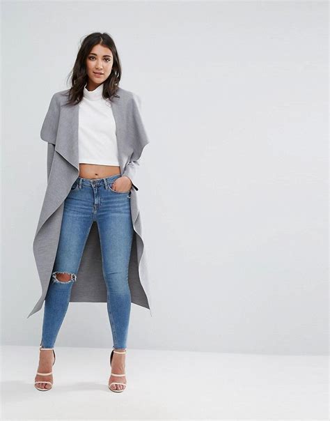 Missguided Gray Oversized Waterfall Duster Coat Gray Latest Fashion