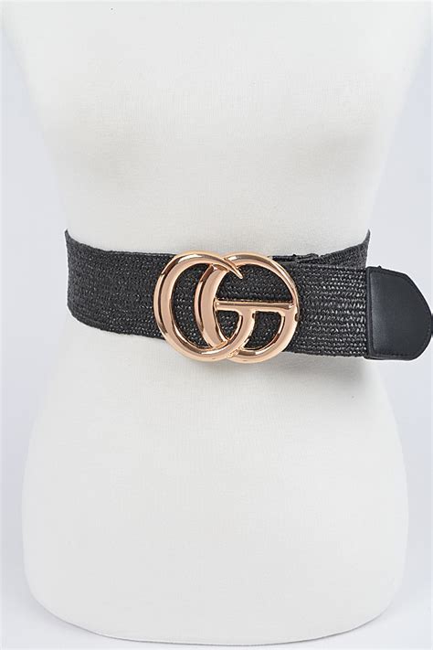 Hb8233 Black Cg Buckle Plus Size Stretch Belt Plus Size Belt