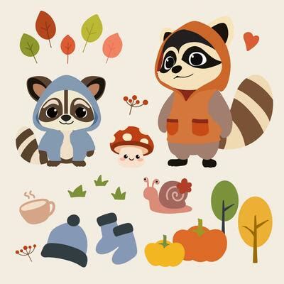 Cute Fall Animals Vector Art, Icons, and Graphics for Free Download