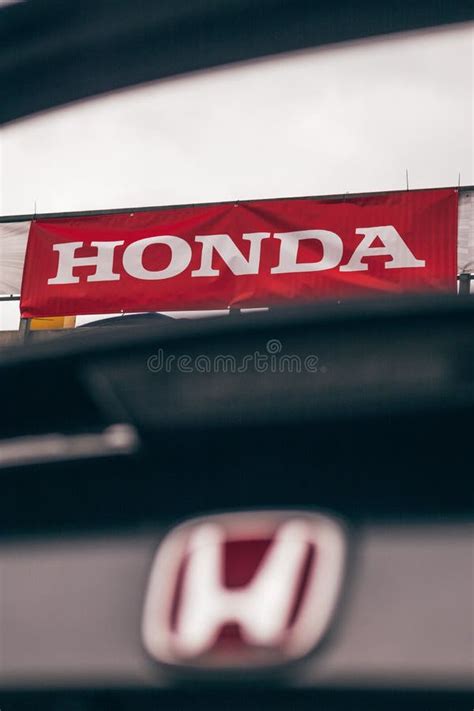 Red Hanging Banner with Honda Logo in Spa-Francorchamps at the Event of ...