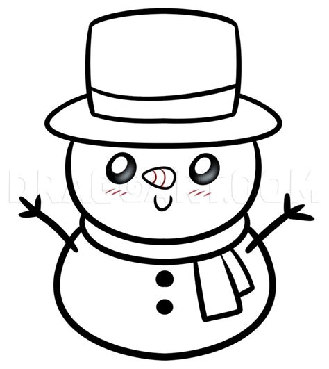 Drawing A Kawaii Frosty The Snowman Step By Step Drawing Guide By