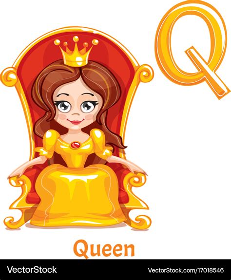 Alphabet Letter Q Queen Royalty Free Vector Image