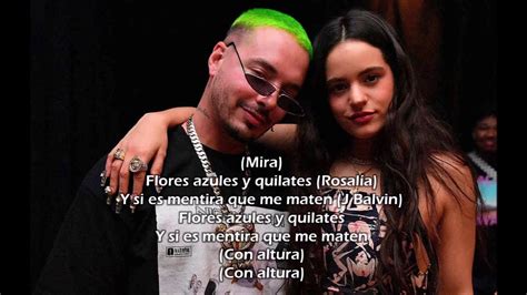 RosalÍa J Balvin Con Altura Letra Lyrics Ft El Guincho Youtube