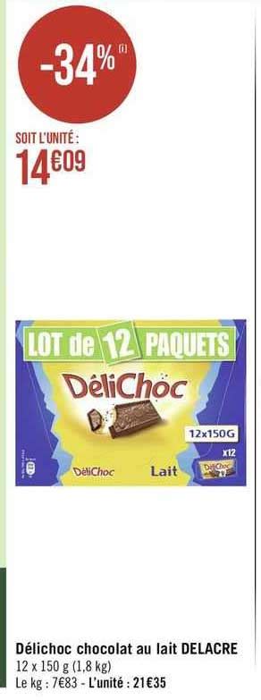 Promo Délichoc Chocolat Au Lait Delacre chez Géant iCatalogue fr