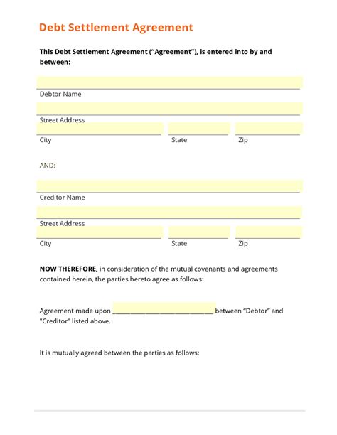 Debt Settlement Letter Sample Settlement Agreement Form Debt inside ...