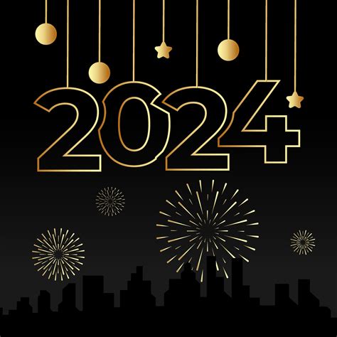 celebration of happy new year 2024 gold poster design illustration ...