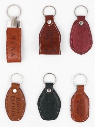 Brown Designer Leather Keychain For Promotional T Packaging Type