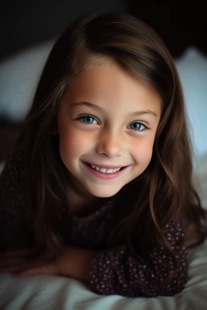 Premium AI Image A Cute Brunette Girl Smiling At The Camera Created With Generative Ai