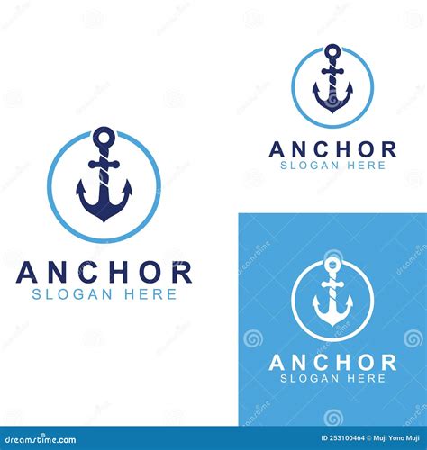 Logo And Anchor Symbol Design Vector Illustration Template Stock Vector