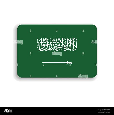 Saudi Arabia Flag Flat Vector Rectangle With Rounded Corners And