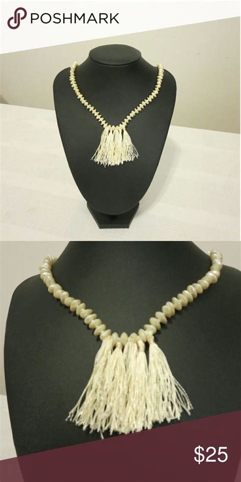 Handmade Cream Tassel Necklace Moms Handmade Jewelry Perfect Xmas