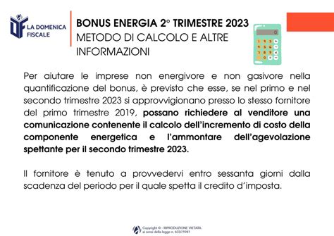 La Domenica Fiscale BONUS ENERGITICI 2 TRIMESTRE 2023 RIAPERTURA